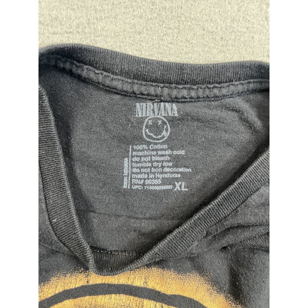 Nirvana Smiley Face Distressed T-Shirt Black XL Men 100% Cotton Grunge Style - Picture 3 of 7